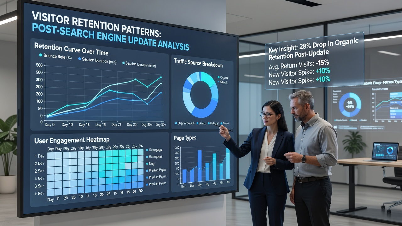 Visualization of session duration and return visit rates for solo-operated sites impacted by search updates